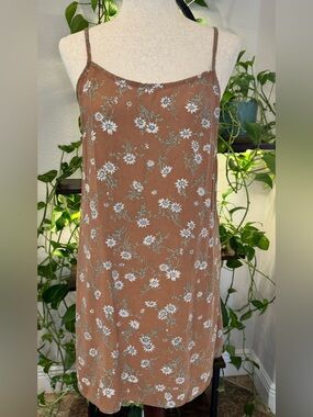 Wet Seal Brown Floral Slip Mini Dress